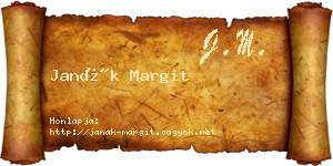 Janák Margit névjegykártya